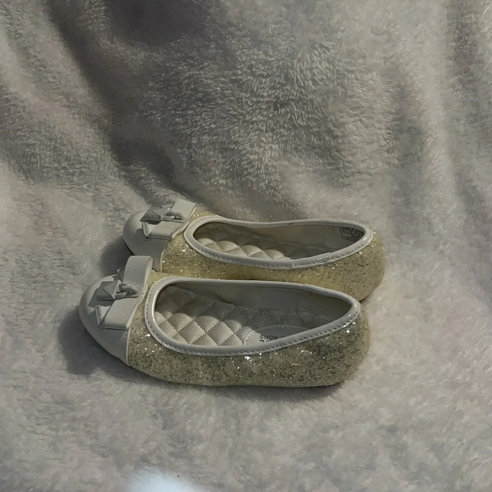Michael Kors Girls' White and Gold Ballet Flats